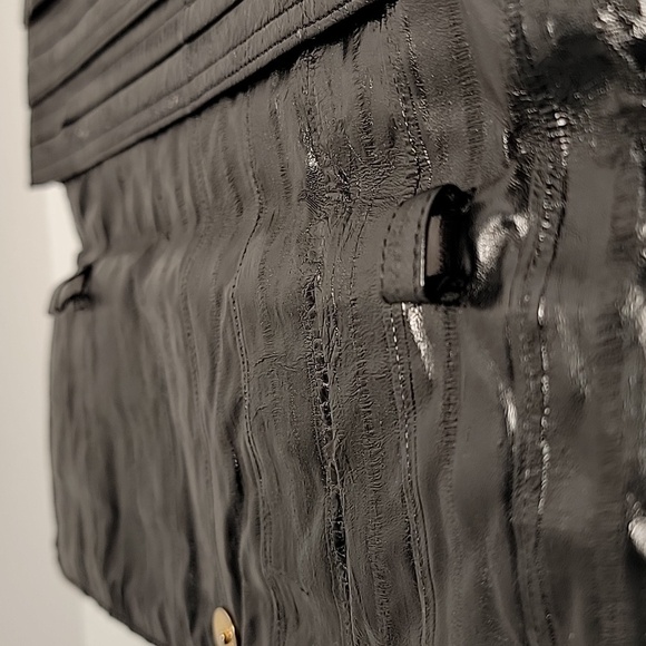 Vintage Eel Skin Leather Clutch Purse Black Fold Over Soft Pockets Handbag - Picture 10 of 16